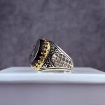 انگشتر نقره مردانه عقیق مشکی حکاکی یا زینب