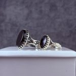 ست انگشتر زنانه مردانه عقیق مشکی