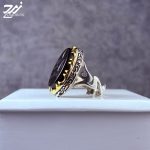 انگشتر نقره مردانه عقیق مشکی حکاکی علی علیه السلام