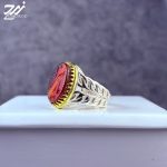 انگشتر نقره مردانه عقیق سرخ دورنگ حکاکی یا زهرا