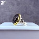 انگشتر نقره مردانه عقیق مشکی حکاکی حسین