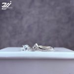 انگشتر نقره زنانه جواهری مدل حلقه پشت حلقه