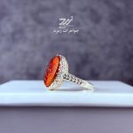 انگشتر نقره زنانه عقیق سرخ دو رنگ