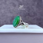 انگشتر نقره مردانه عقیق سبز حکاکی یا رقیه