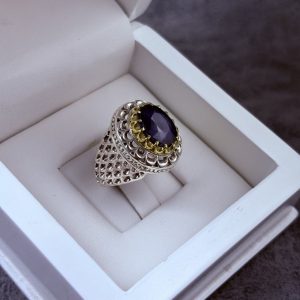 انگشتر نقره مردانه یاقوت کبود آفریقایی