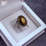 انگشتر نقره مردانه حدید حکاکی لیزر ستاره سلیمان