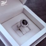 انگشتر نقره زنانه جواهری یاقوت کبود اصل