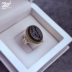 انگشتر نقره مردانه عقیق مشکی حکاکی حسین