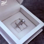 انگشتر نقره زنانه جواهری مدل حلقه پشت حلقه