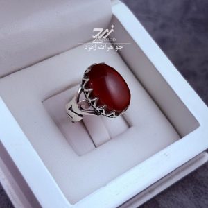 انگشتر نقره مردانه عقیق یمنی سرخ