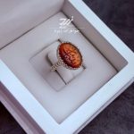 انگشتر نقره زنانه عقیق سرخ دو رنگ