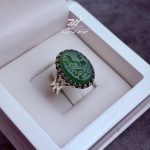 انگشتر نقره مردانه عقیق سبز حکاکی یا رقیه