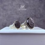ست انگشتر زنانه مردانه عقیق مشکی حکاکی یا علی یا زهرا