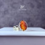 انگشتر نقره زنانه عقیق سرخ دو رنگ حکاکی یا رقیه