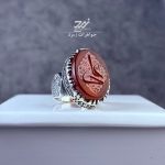 انگشتر نقره مردانه عقیق سرخ حکاکی علی