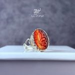 انگشتر نقره زنانه عقیق دو رنگ حکاکی فاطمه