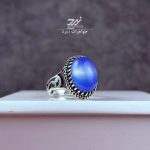 انگشتر نقره مردانه عقیق آبی