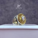 انگشتر نقره مردانه کوارتز لیمویی