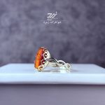 انگشتر نقره زنانه عقیق سرخ دو رنگ حکاکی یا رقیه