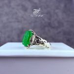 انگشتر نقره مردانه عقیق سبز حکاکی یا علی