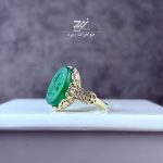 انگشتر نقره زنانه عقیق سبز حکاکی یا رقیه