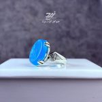 انگشتر نقره مردانه عقیق آبی حکاکی یا عباس