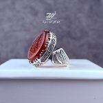 انگشتر نقره مردانه عقیق سرخ حکاکی علی