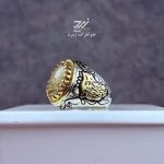 انگشتر نقره مردانه کوارتز لیمویی