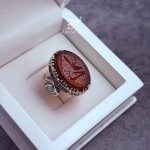انگشتر نقره مردانه عقیق سرخ حکاکی علی