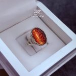 انگشتر نقره زنانه عقیق دو رنگ حکاکی فاطمه