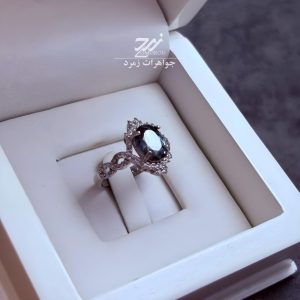 انگشتر نقره زنانه جواهری نگین توپاز لندن