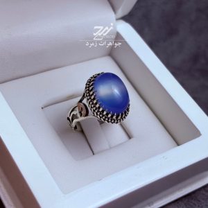 انگشتر نقره مردانه عقیق آبی