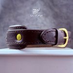 دستبند چرم با نگین عقیق سبز حکاکی حسبی الله