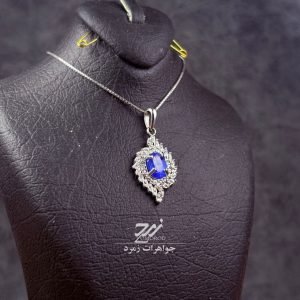مدال گردنبند نقره زنانه جواهری توپاز سوئیسی