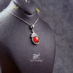 مدال گردنبند نقره زنانه جواهری عقیق یمنی سرخ