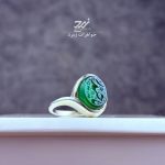 انگشتر نقره زنانه عقیق سبز حکاکی یا حیدر