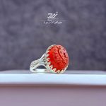 انگشتر نقره زنانه عقیق سرخ حکاکی یا اباعبدالله