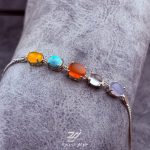 دستبند نقره جواهری زنانه چندسنگ