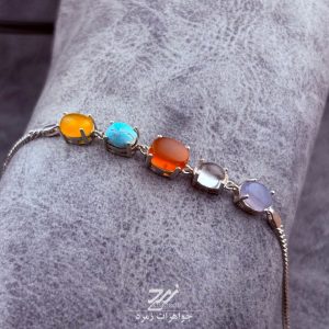 دستبند نقره جواهری زنانه چندسنگ