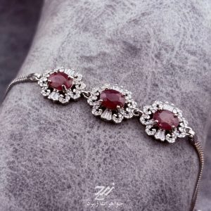 دستبند نقره زنانه جواهری یاقوت سرخ آفریقایی