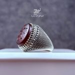 انگشتر نقره مردانه عقیق کبدی اصل