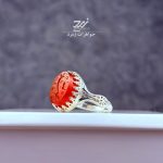 انگشتر نقره زنانه عقیق سرخ حکاکی یا اباعبدالله