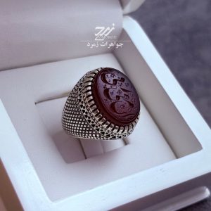 انگشتر نقره مردانه عقیق کبدی اصل
