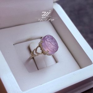 انگشتر نقره زنانه عقیق سوسنی حکاکی یا امام حسن
