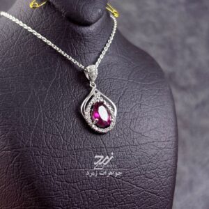 مدال نقره زنانه جواهری تورمالین