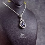 مدال نقره زنانه جواهری یاقوت کبود آفریقا