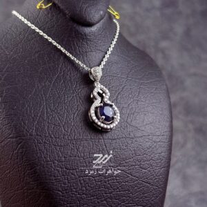 مدال نقره زنانه جواهری یاقوت کبود آفریقا