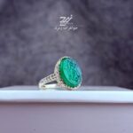 انگشتر نقره زنانه عقیق سبز حکاکی یا فاطمه الزهرا