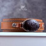 دستبند نقره عقیق کبدی چرم طبیعی درجه یک