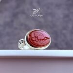 انگشتر نقره مردانه عقیق سرخ حکاکی حسین